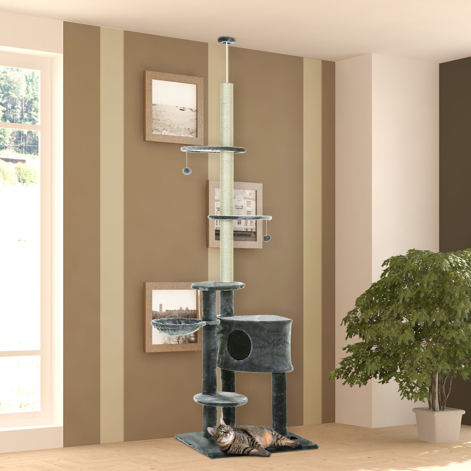 Cat Tree Stand with Hammock & Kitten Activity Center