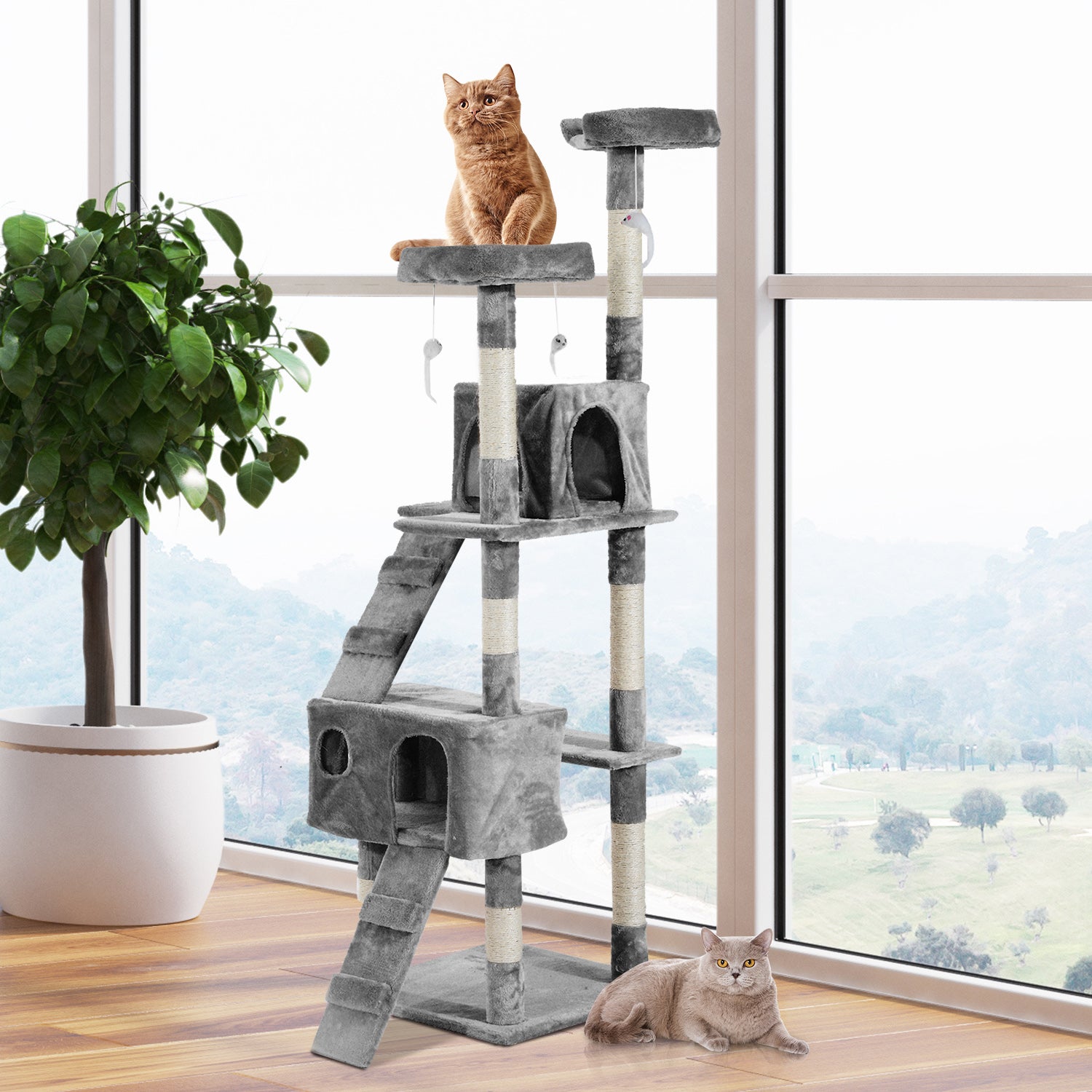 67-inch Multi-Level Cat Scratching Tree Kitty Tower