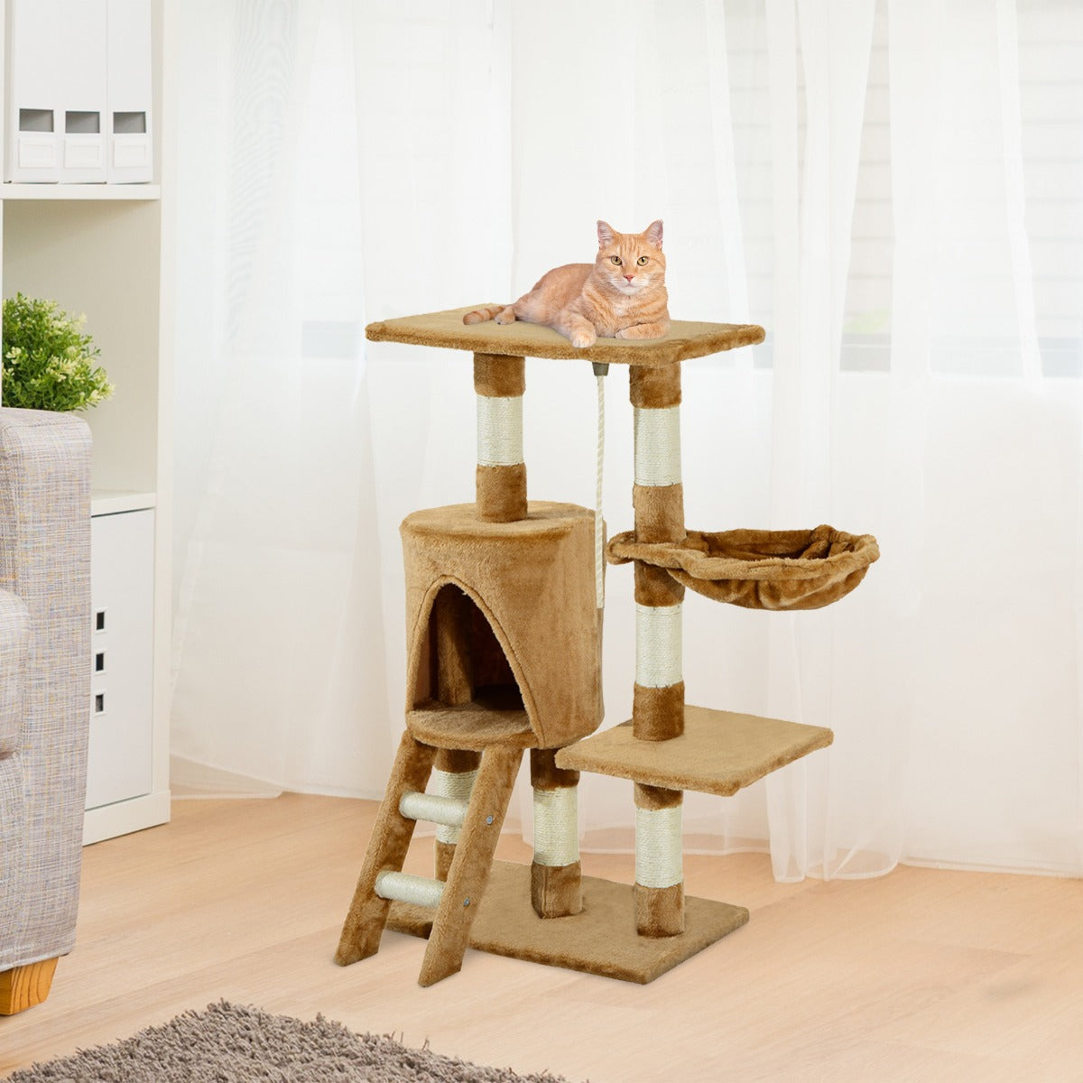 Cat house with scratching post 37.8"