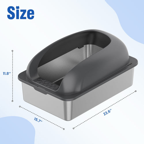 Stainless Steel Cat Litter Box with Lid — Large