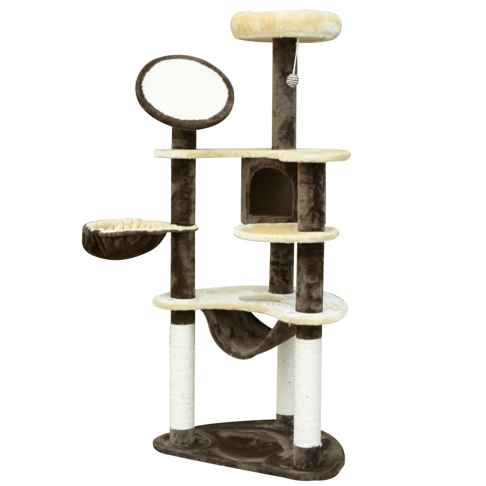 60" Cat Scratching Tree with Bed, Condo & Sisal Post