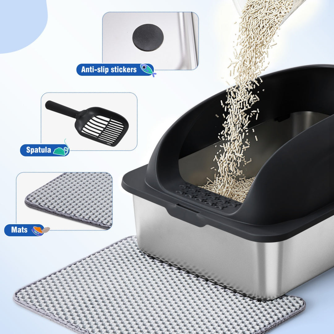 Stainless Steel Cat Litter Box with Lid — Large