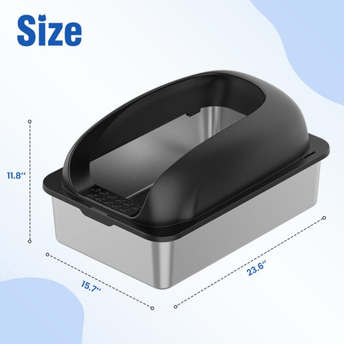 Stainless Steel Cat Litter Box with Lid — Large