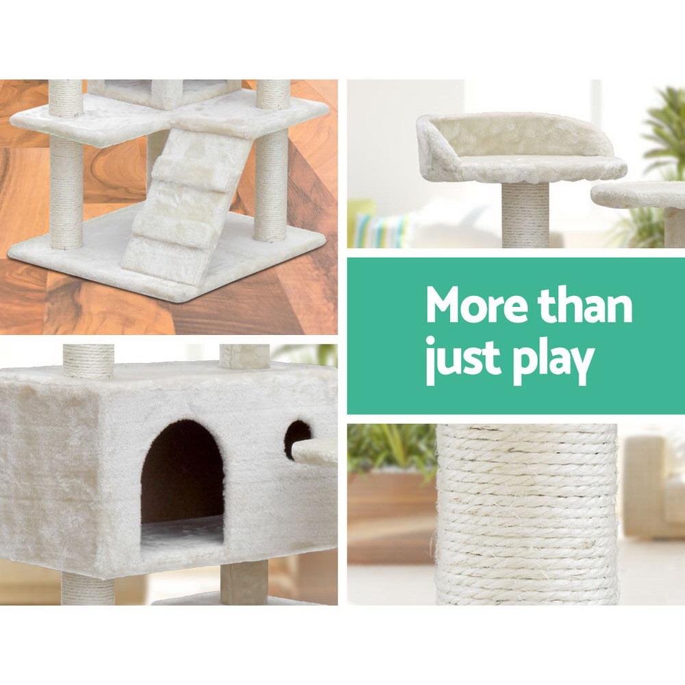 Cat Tree 134cm Tower Scratching Post Scratcher in White