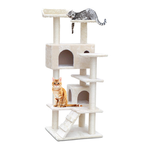 Cat Tree 134cm Tower Scratching Post Scratcher in White