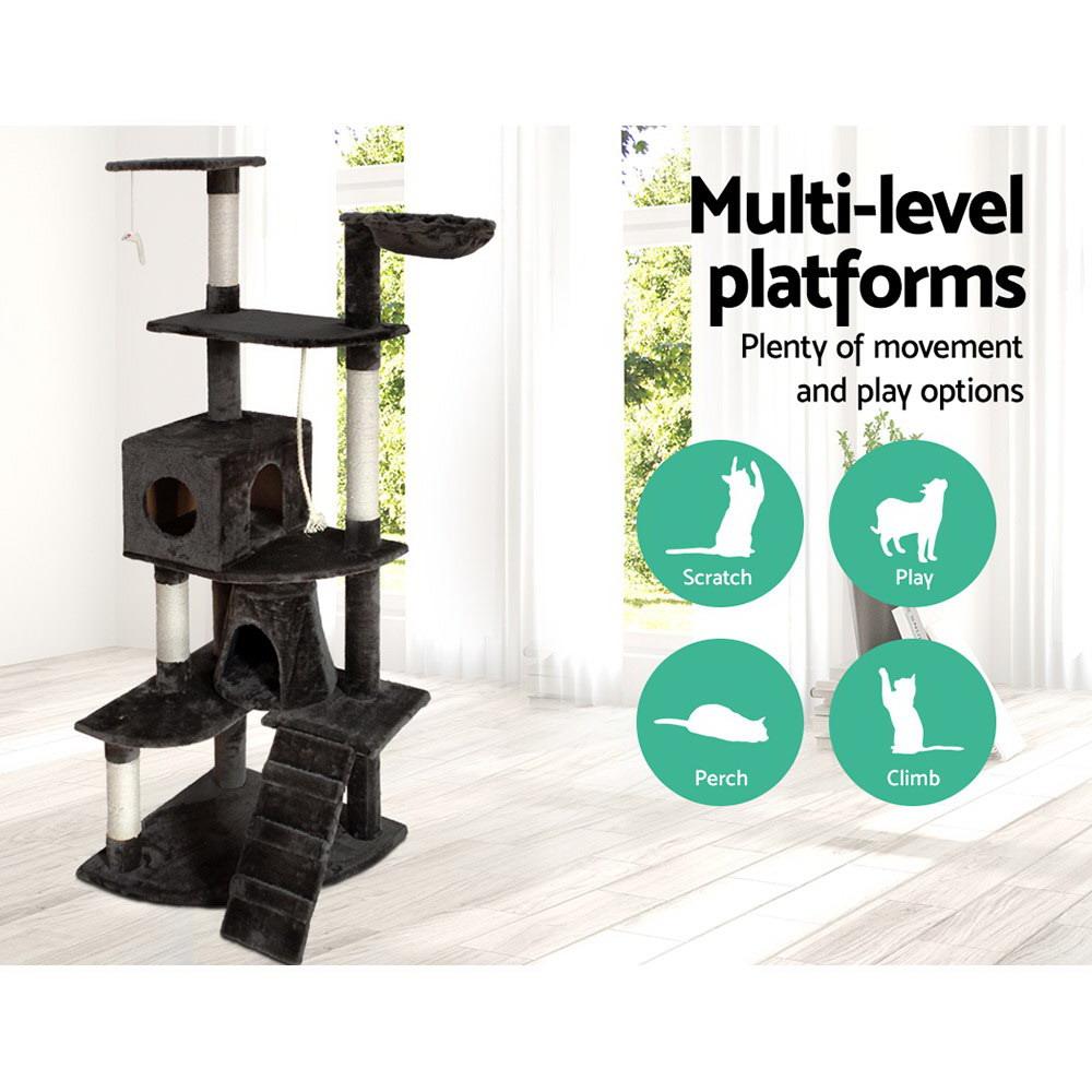 Cat Tree 134cm Midnight Tower Scratching Post Scratcher in Black