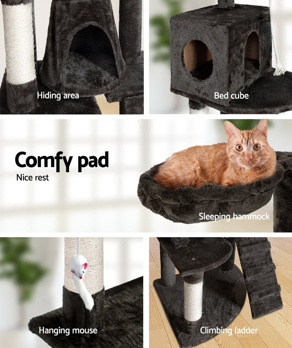 Cat Tree 134cm Midnight Tower Scratching Post Scratcher in Black