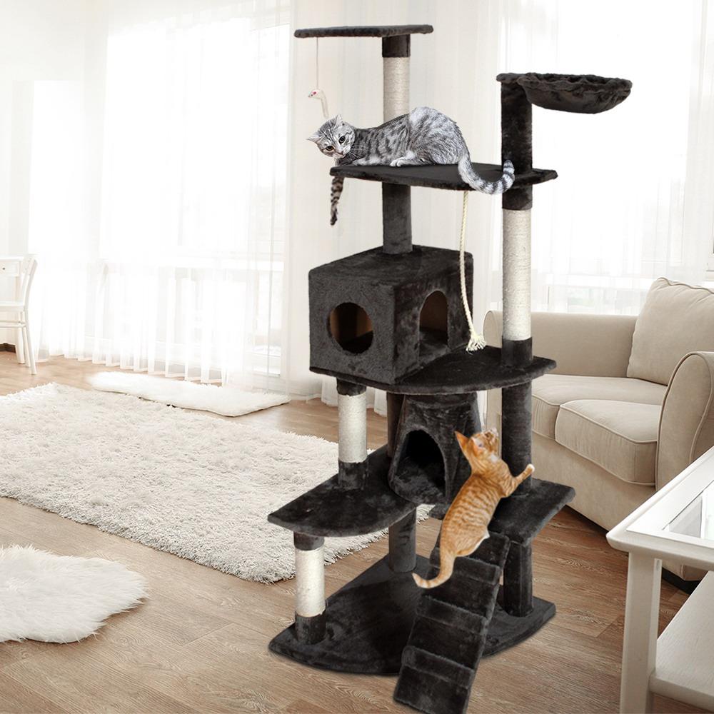 Cat Tree 134cm Midnight Tower Scratching Post Scratcher in Black