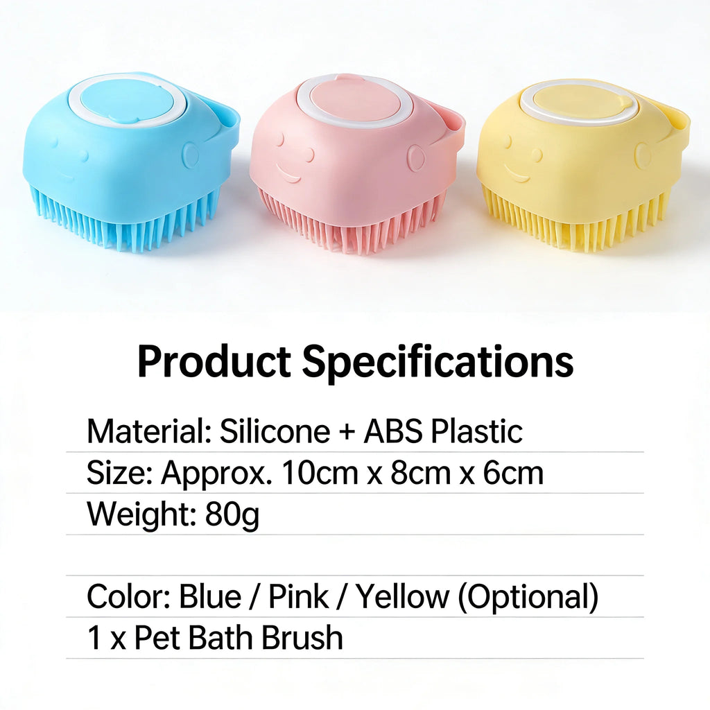 2-In-1 Pet Bath & Massage Brush With Shampoo Storage Silicone scrub
