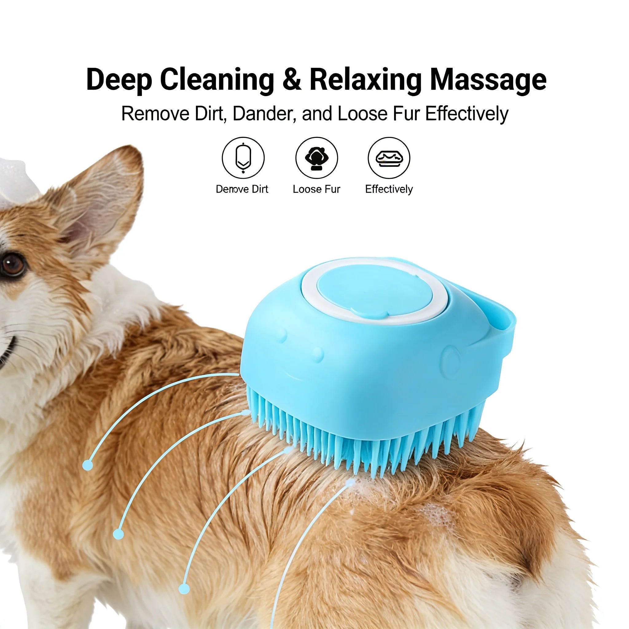 2-In-1 Pet Bath & Massage Brush With Shampoo Storage Silicone scrub