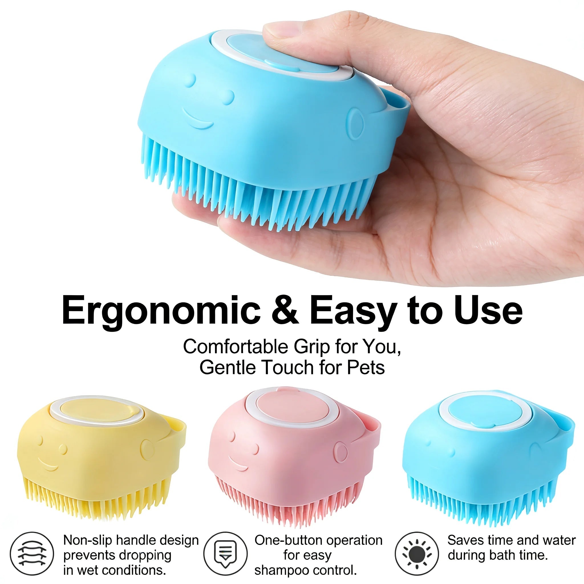 2-In-1 Pet Bath & Massage Brush With Shampoo Storage Silicone scrub