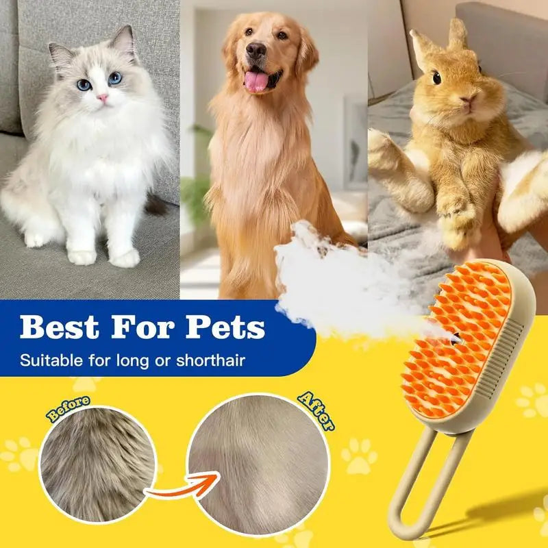 Pet Steam Brush Cat And Dog Deshedder Tool for Grooming