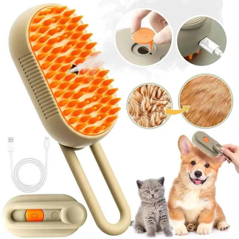 Pet Steam Brush Cat And Dog Deshedder Tool for Grooming