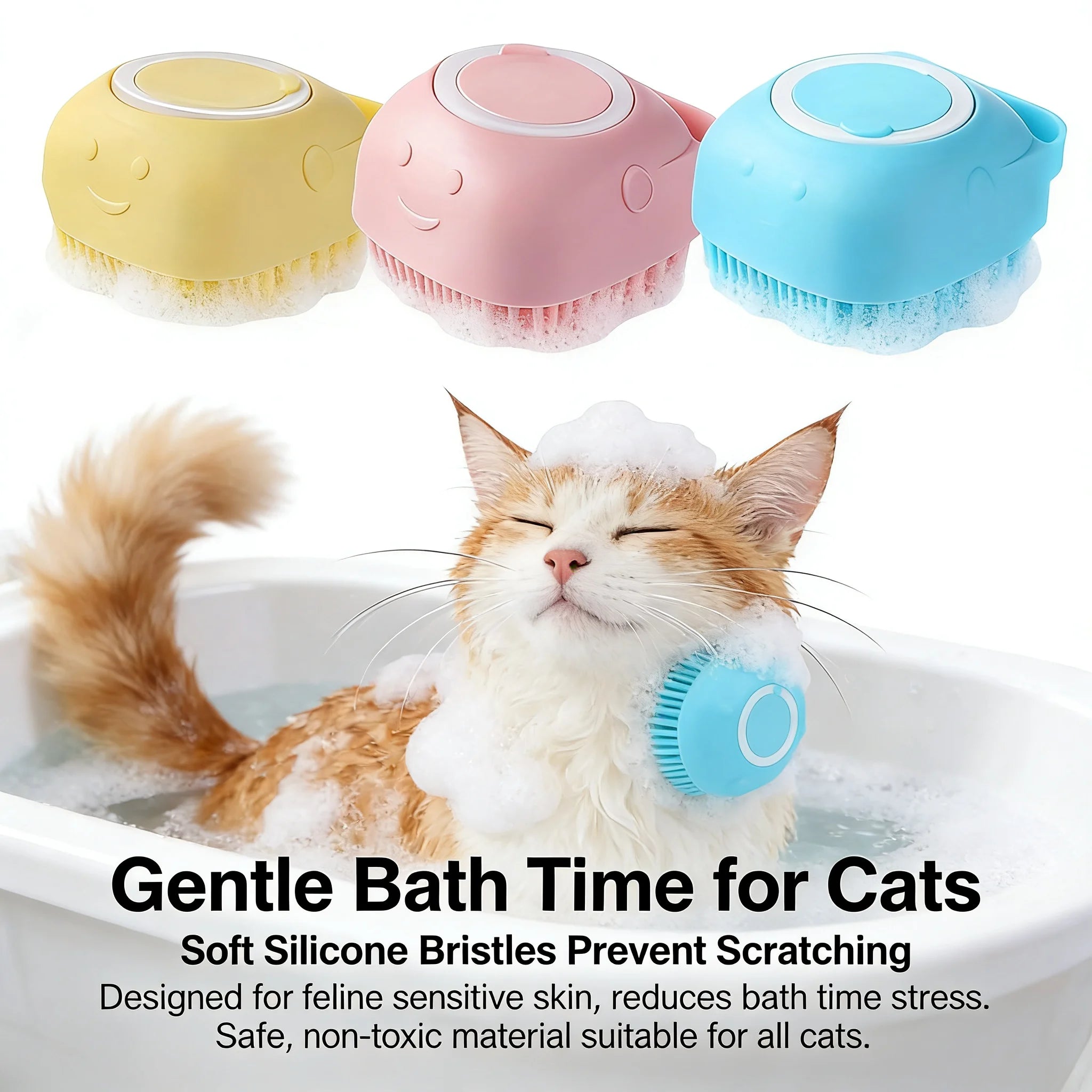 2-In-1 Pet Bath & Massage Brush With Shampoo Storage Silicone scrub