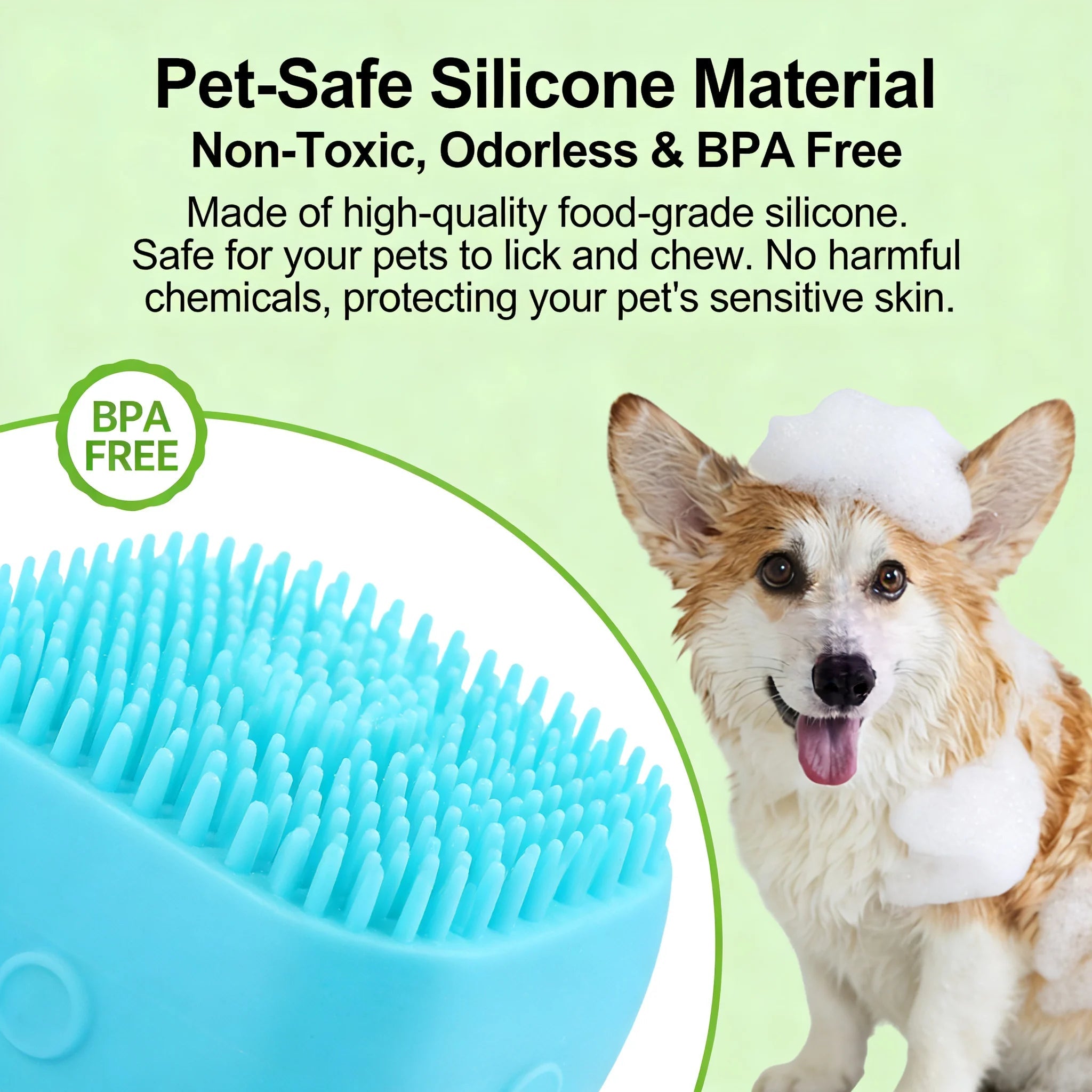 2-In-1 Pet Bath & Massage Brush With Shampoo Storage Silicone scrub