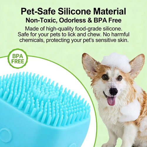 2-In-1 Pet Bath & Massage Brush With Shampoo Storage Silicone scrub