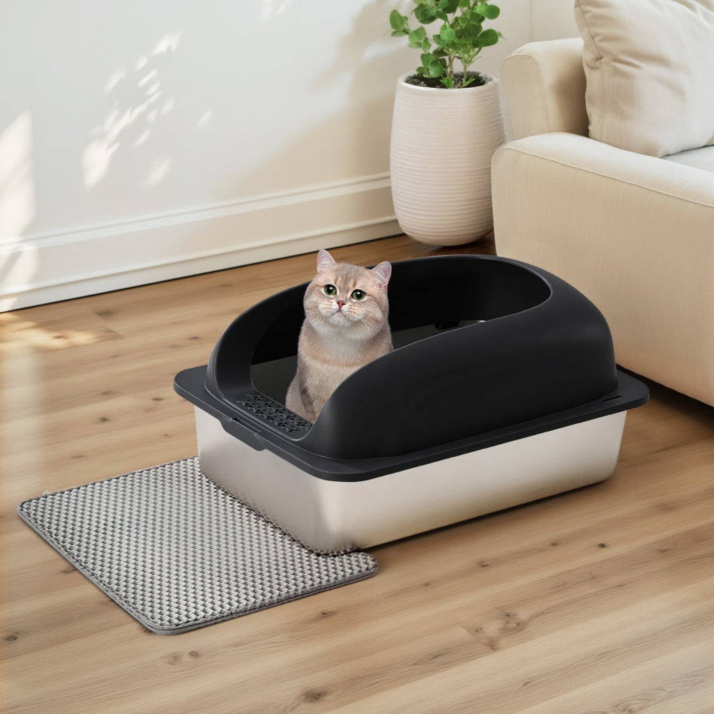 Stainless Steel Cat Litter Box with Lid — Large